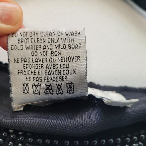 Papell Boutique Evening Black Silk Beaded Tunic Long Sleeve Top Womens Large - Picture 12 of 13